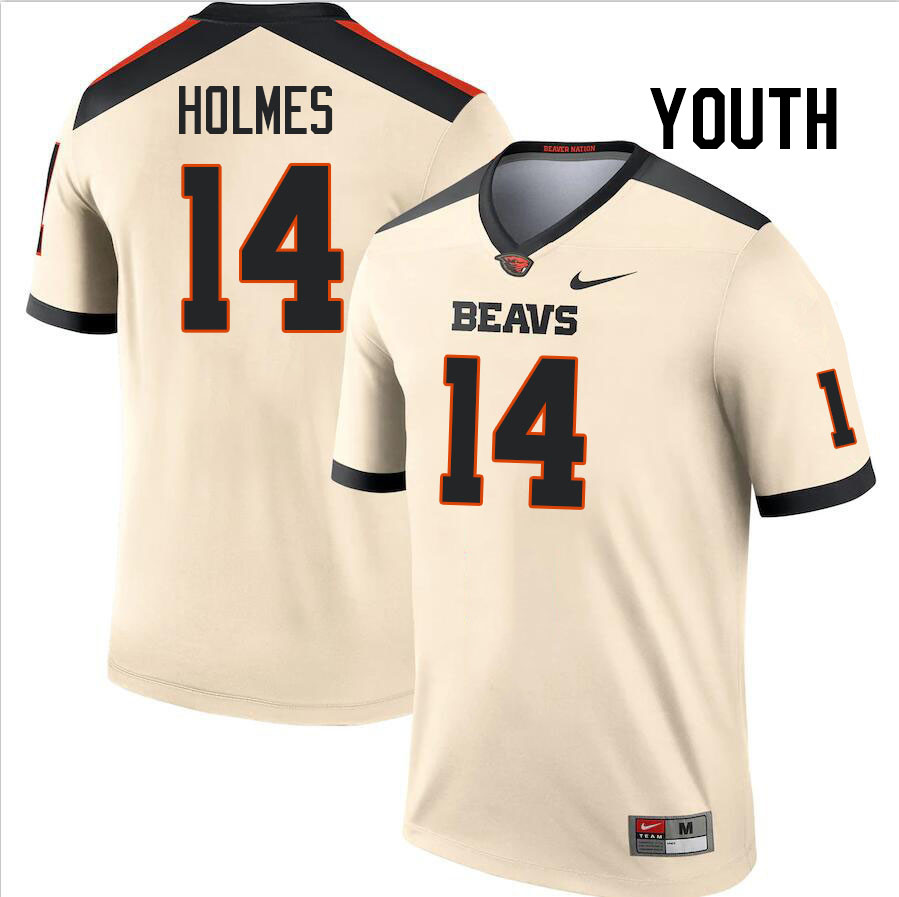 Youth #14 Jailen Holmes Oregon State Beavers College Football Jerseys Stitched-Cream